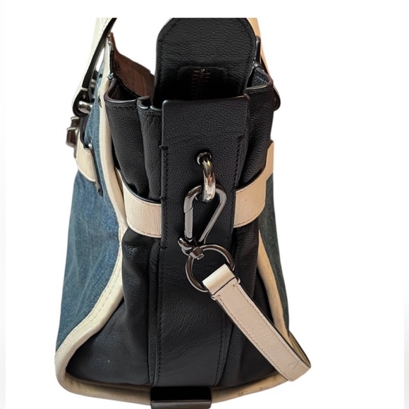 Coach Denim Swagger With Chalk White Leather Trim Satchel - Picture 4 of 13